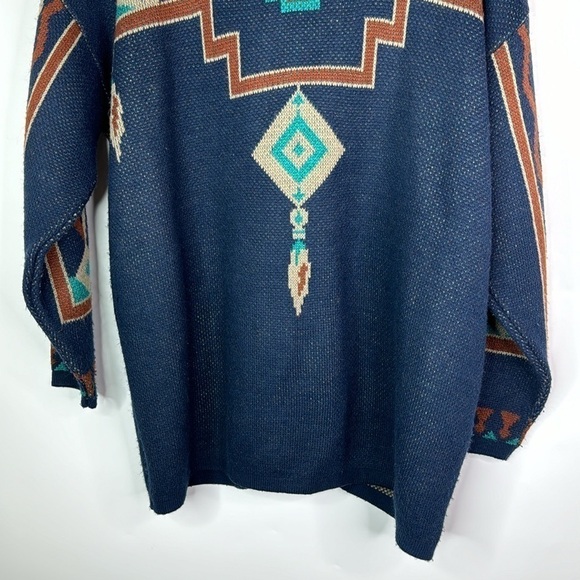 Vintage Southern Lady Blue Turquoise Southwestern Button Sweater Medium - Picture 6 of 9